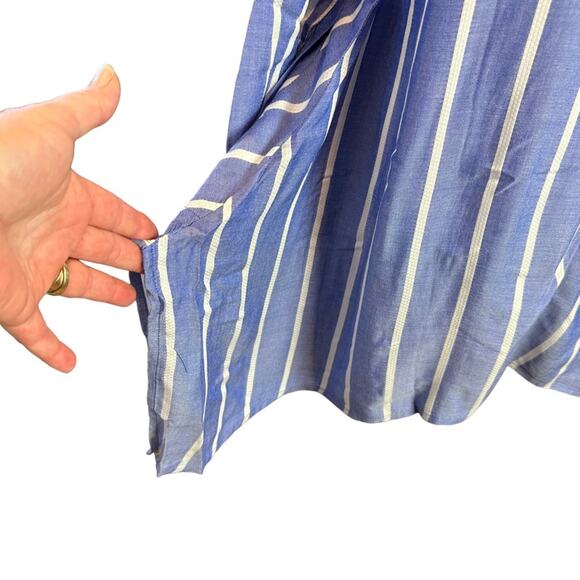 Linea Striped Striped Top with Pockets Asymmetrical Louis Del 'Olio Size XS NEW - Picture 6 of 11